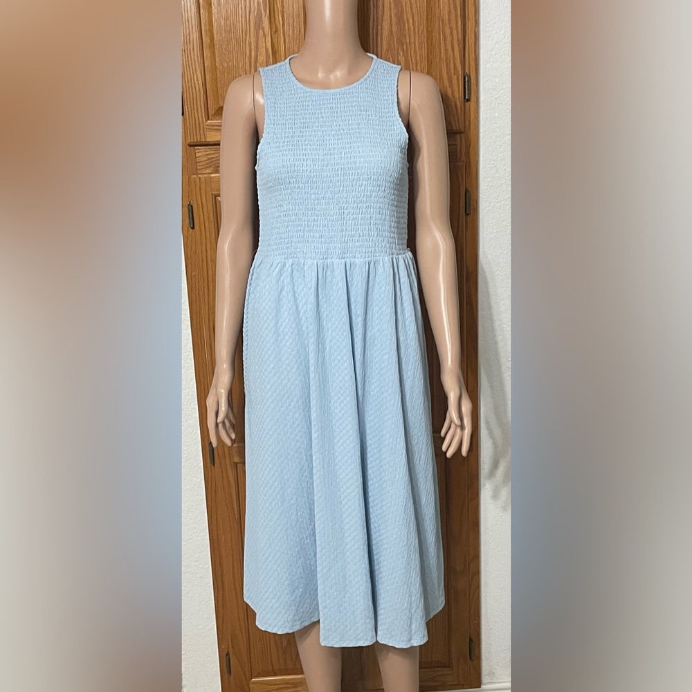Michael Kors Petite Smocked Tie-Waist Midi Dress - Picture 4 of 8